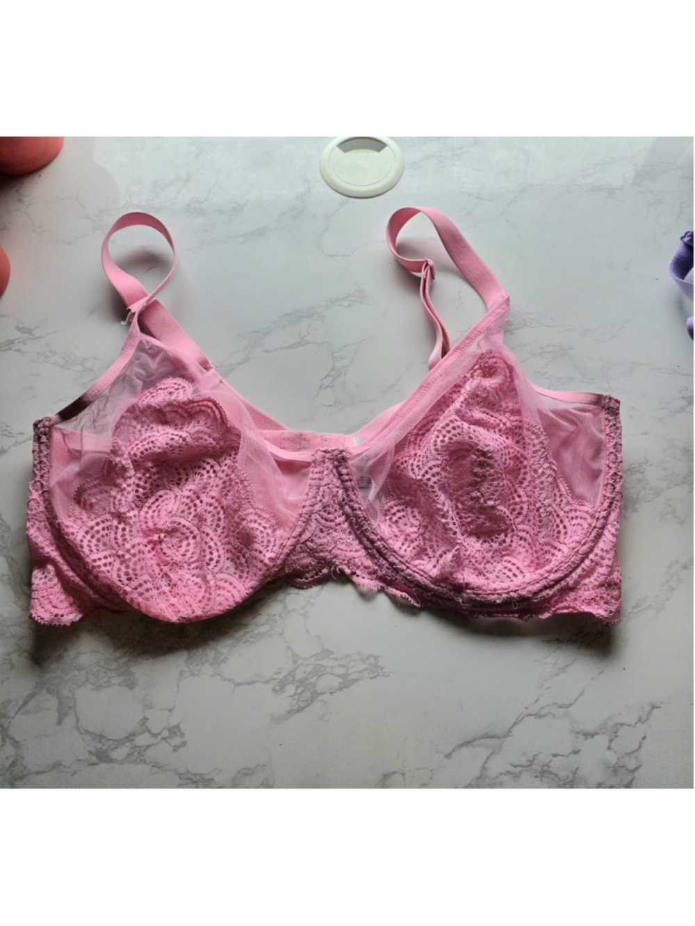 Hsia Mermaid Scales Lace Unlined Bra 36DDD Soft Pink Color